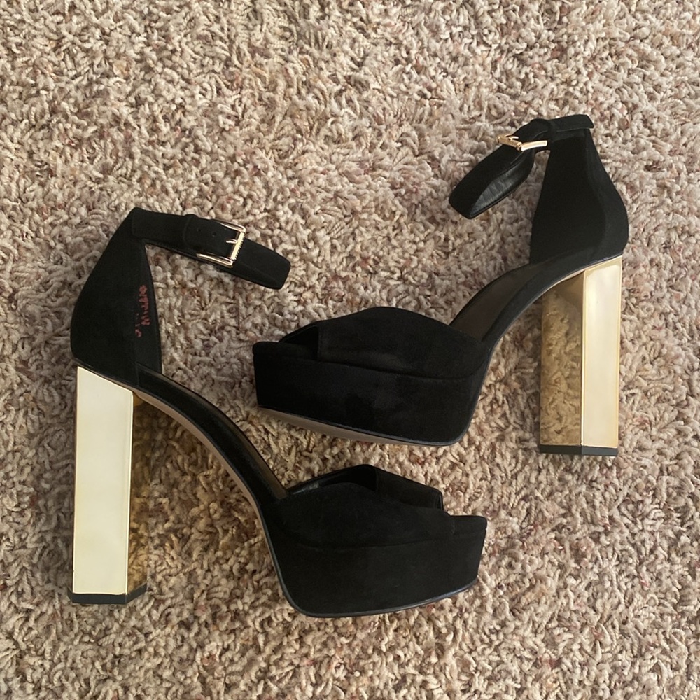 Michael Michael Kors Petra Suede Platform Sandals Sz 7.5 - Picture 3 of 5